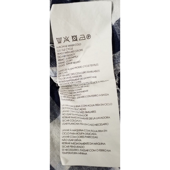 Club Monaco Blue White Linen Button Front Collared Top Size M - Picture 6 of 6